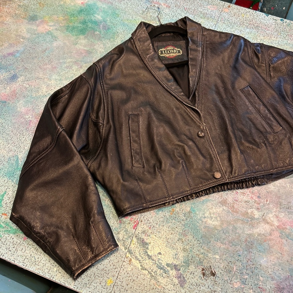 Cropped Vintage Moto Jacket